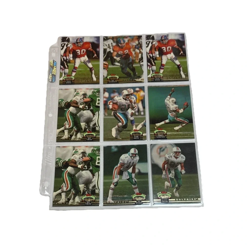 Vintage 1992 Topps Stadium Club NFL Player Cards 11 Sleeve Pages Lot 99 Cards